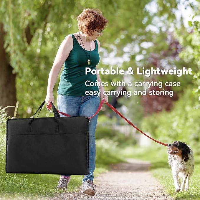 Petsfit 45.5" Dog Playpen with Dual Zipper Doors –Sturdy Foldable Pet Playpen for Large & Medium Dogs with Removable Mesh Top and Leakproof Bottom