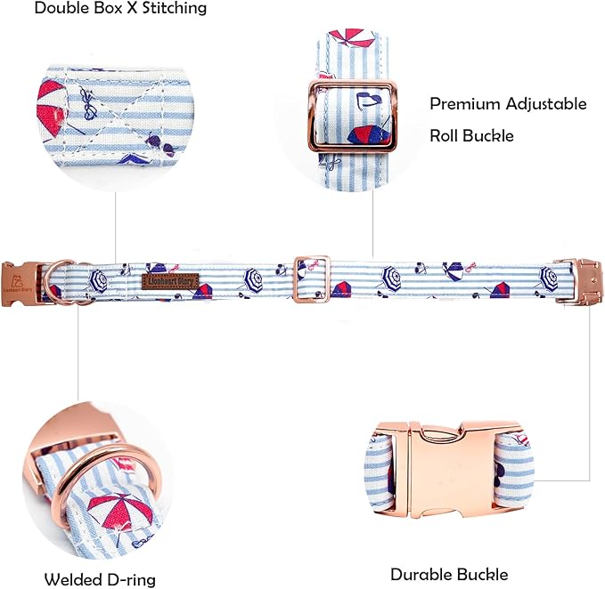 Lionheart glory Dog Collar, Dog Collar Summer Stripe Boy Dog Collar Cute Pet Collar Gift for Medium Dog