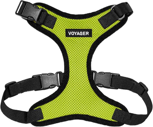 Voyager Step-in Lock Pet Harness - All Weather Mesh, Adjustable Step in Harness for Cats and Dogs by Best Pet Supplies - Lime Green/Black Trim, L