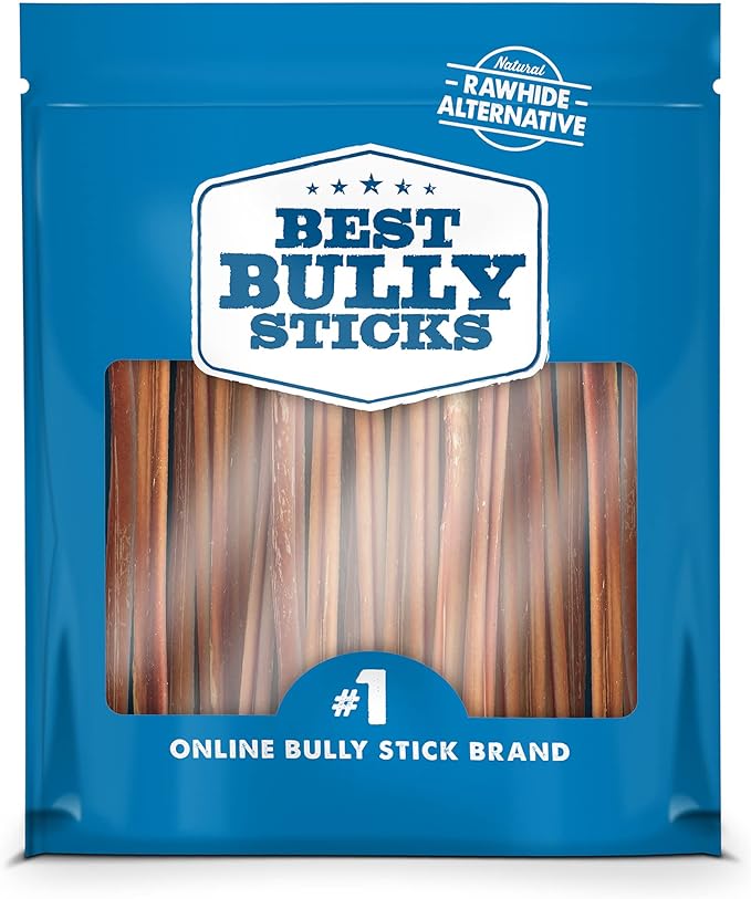 Best Bully Sticks 6 Inch All-Natural Thin Bully Sticks for Dogs - 6” Easily digestible, 100% Grass-Fed Beef, Grain and Rawhide Free | 24 Pack