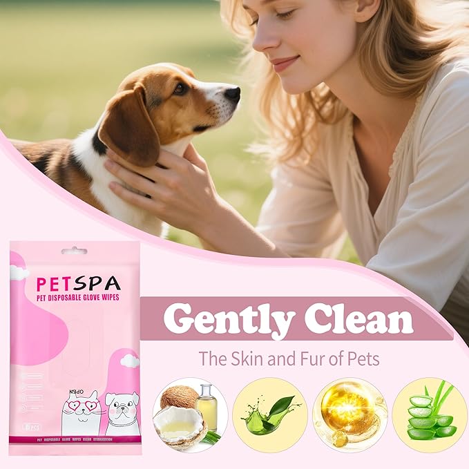 6 Pcs Pet Glove Wipes for Dogs and Cat, Cat Wipes Cleaning Fur and Butt, Pet Wipes for Cat and Dogs for Cleaning, Deodorizing, Daily Care, and Travel for Cats and Dogs