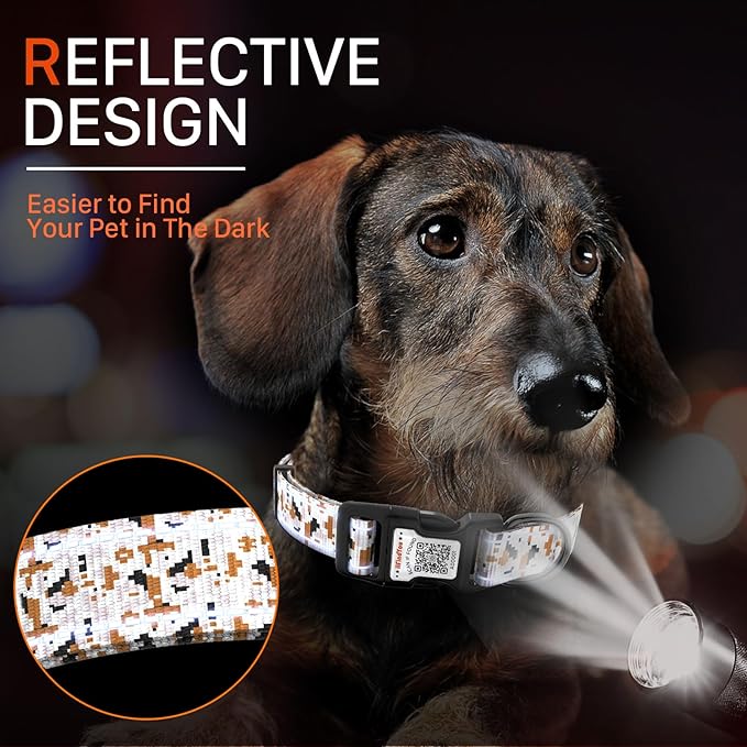 Reflective Dog Collars for Large Dogs Soft Nylon Camo Gray Sized L