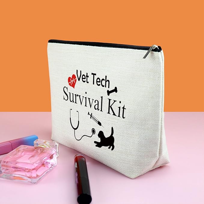 Appreciation Gift for Veterinarian Woman Vet Makeup Bag Vet Tech Gift Veterinary Technician Gift Cosmetic Bag Thank You Gift Birthday Christmas Gift for Veterinarian Medicine Graduation Gift for Her