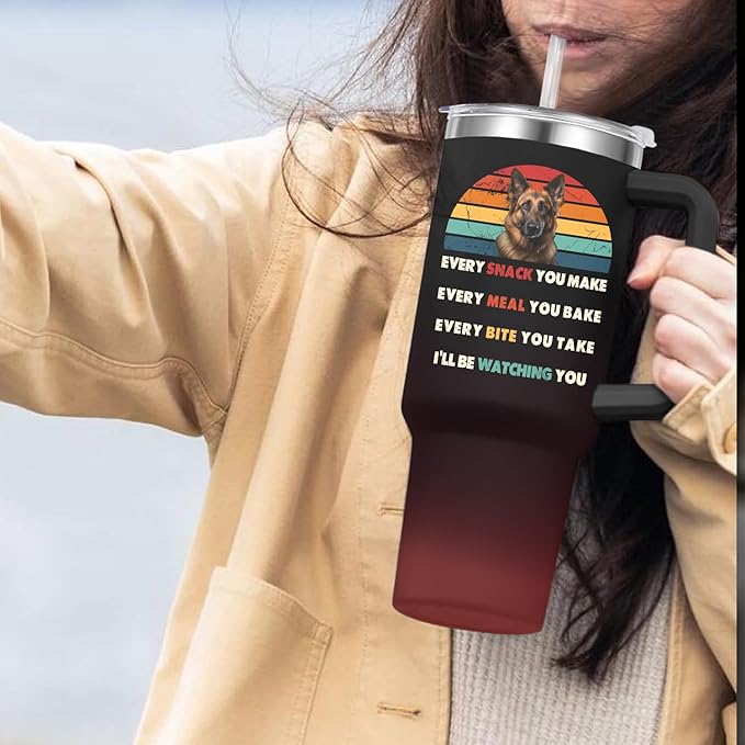 German shepherd Tumbler for Dog Owner Gift,German shepherd Water Bottle with Handle Insulated Reusable Stainless Steel 40oz (German shepherd)