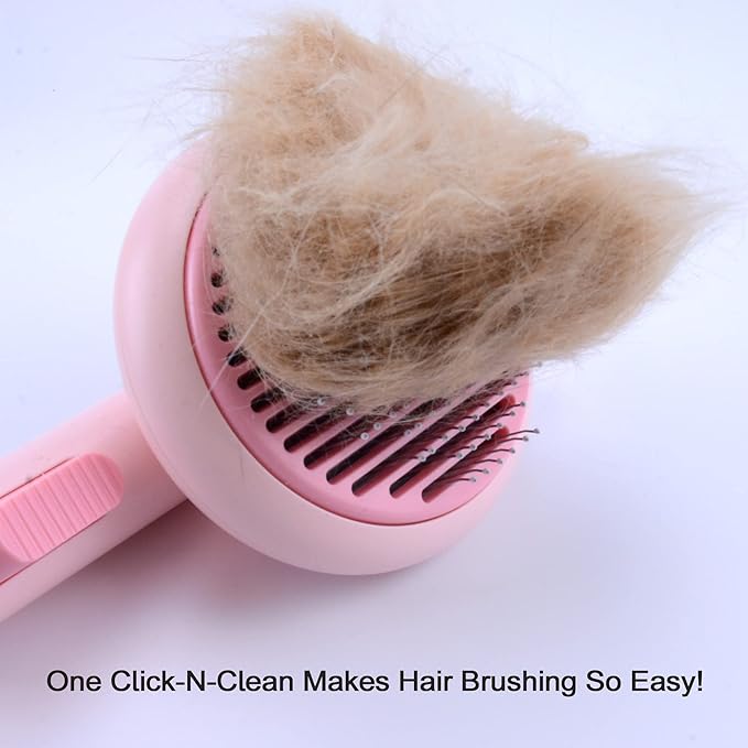 Cat Self Cleaning Slicker Brush, Grooming Brush, Short and Long Haired remover for Dogs and Cats, Slicker Removes Loose Undercoat & Tangled Hair (Bee-pink)