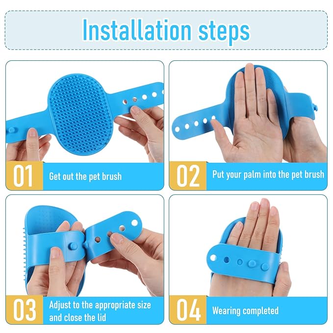 3pcs Rubber Curry Brush, Silicone Dog Brushes, Pet Shampoo Brush with Adjustable Ring Handle for Short Long Haired Dogs Cats,Grooming Soothing Massage Brushes Dog Hair 3 Color