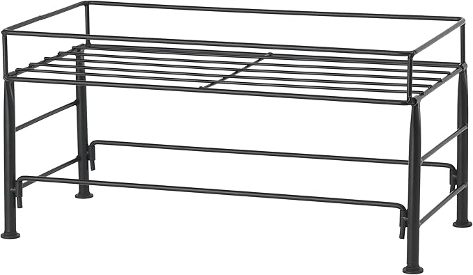 PetRageous 81031 Tobys Set The Table Steel Frame Dog Feeder, 7-Inch Tall by 18-Inch Long and 8.5-Inch Wide, Holds Two 8-Inch Diameter Bowls, for Medium Dogs And Cats, Black