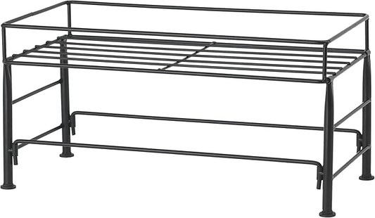 PetRageous 81031 Tobys Set The Table Steel Frame Dog Feeder, 7-Inch Tall by 18-Inch Long and 8.5-Inch Wide, Holds Two 8-Inch Diameter Bowls, for Medium Dogs And Cats, Black