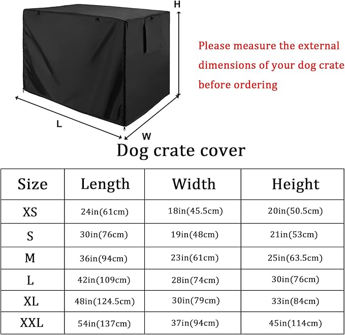 Senmortar Double Door Dog Crate Cover Wire Dog Cage Cover Waterproof Durable Lightweight 420D Polyester for Pet Crates Black 42 inches