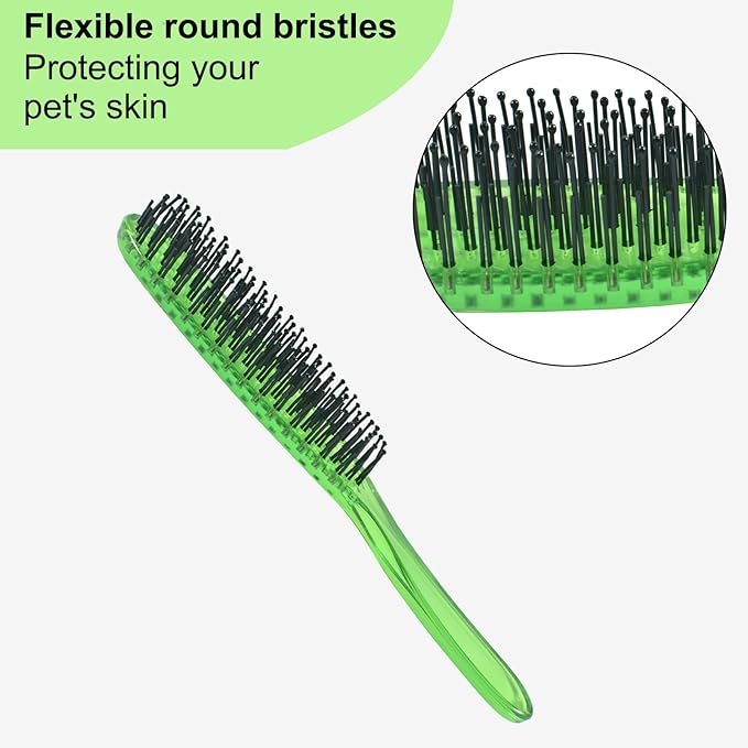 Dog Grooming Bath Brush, Pet Instant Detangler Pin Brushes, Soft Silicone Shampoo Soothing Comb for Wet Dry Long Short Haired Small Dogs & Cats Massaging, Deshedding Shower Scrubbing,Green