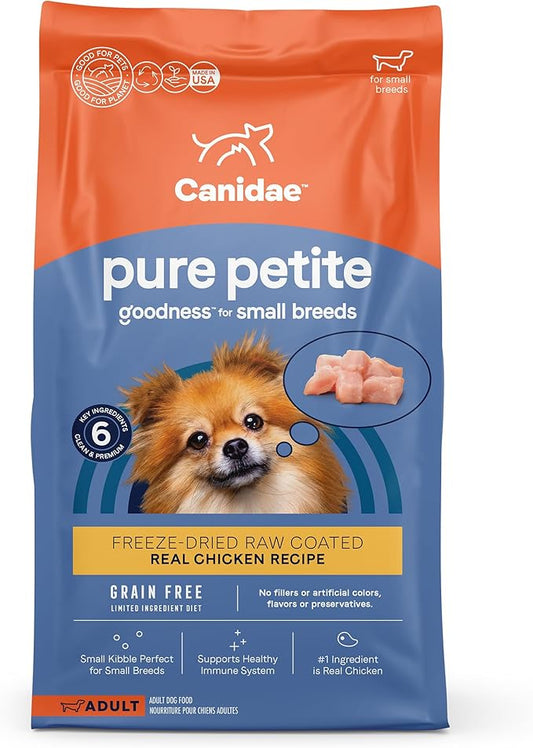Canidae Pure Petite Freeze-Dried raw coated Recipe with Real Chicken Dog Dry 4 lbs.
