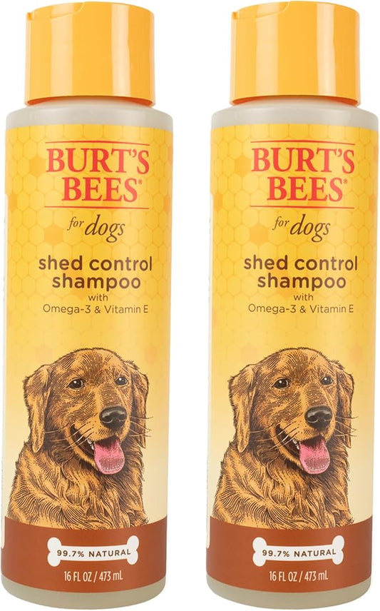 Burt's Bees for Pets Shed Control Shampoo with Omega 3 and Vitamin E,Shedding Shampoo for Dogs,Burts Bees Dog Shampoo,Pet Shampoo,Deshedding Dog Shampoo,Natural Dog Shampoo,Dog Wash(Pack of 2)