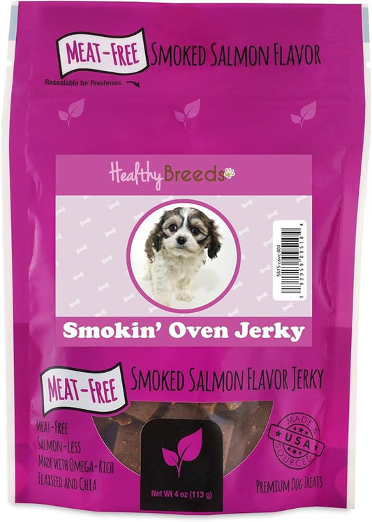 Healthy Breeds Cavachon Smokin' Oven Meat-Free Smoked Salmon Flavor Jerky Dog Treats 4 oz