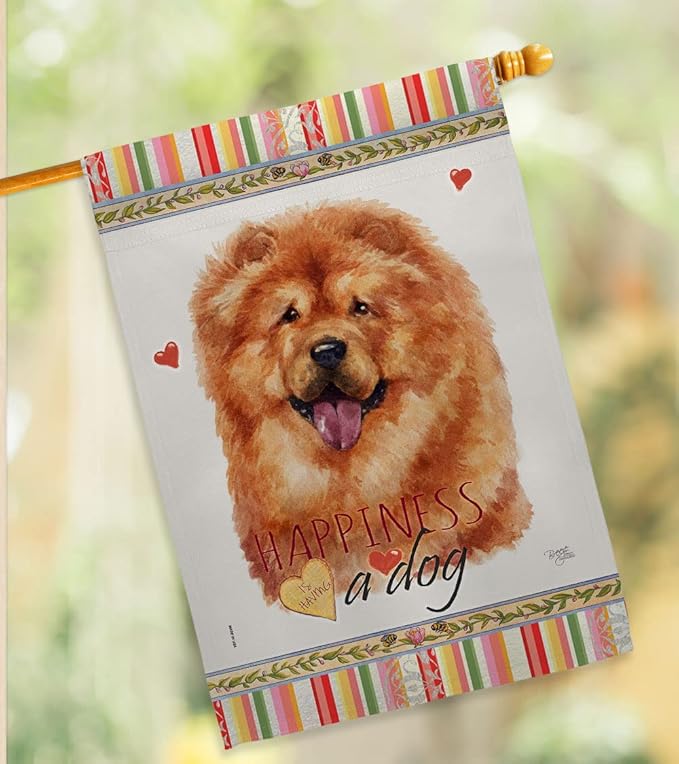 Breeze Decor Chow Happiness Garden House Flag Set Dog Puppy Spoiled Paw Canine Fur Pet Nature Farm Animal Creature Decoration Banner Small Yard Gift Double-Sided, Made in USA