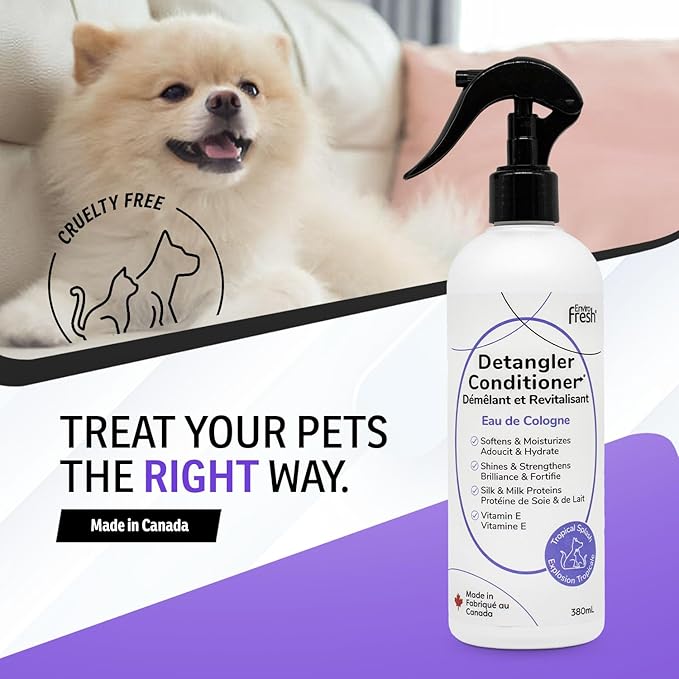 Dog Hair Detangler Conditioner by EnviroFresh, Shine & Stengthens, All Natural, Leave-in Conditioner,Coat Detangler, Matted Dog Hair, Fresh Scent