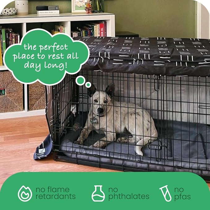 Molly Mutt Rocketman Dog Crate Cover, 100% Cotton Canvas Cover with 2 Roll-Up Panels, Ideal for Dog or Cat Crate, Durable, Washable, and Free of Harmful Chemicals, 42" x 28" x 31"