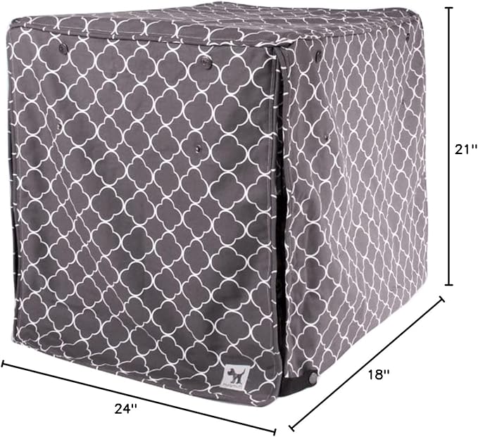Molly Mutt Clark Gable Dog Crate Cover, 100% Cotton Canvas Cover with 2 Roll-Up Panels, Ideal for Dog or Cat Crate, Durable, Washable, and Free of Harmful Chemicals, 24" x 18" x 21"