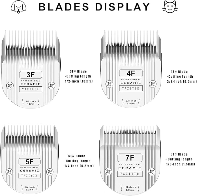 4F Dog Grooming Detachable Ceramic Blade,Compatible with WAHL 5 in 1 Blade for Wahl Arco, Bravura, Chromado, Creativa, Figura, and Motion Clippers. Cut Length 3/8-Inch 9.5mm