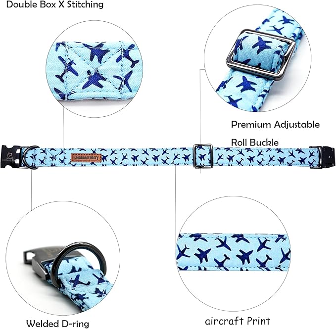 Lionheart glory Dog Collar, Blue Dog Collar Boy Dog Collars Heavy Duty Adjustable Collar for Medium Dogs Pet Gift