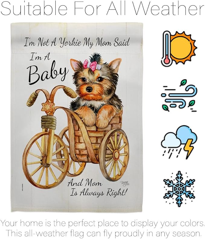 Breeze Decor Not Yarkie, I'm Baby Garden Flag Set Mailbox Hanger Dog Puppy Spoiled Paw Canine Fur Pet Nature Farm Animal Creature House Banner Small Yard Gift Double-Sided, Made in USA