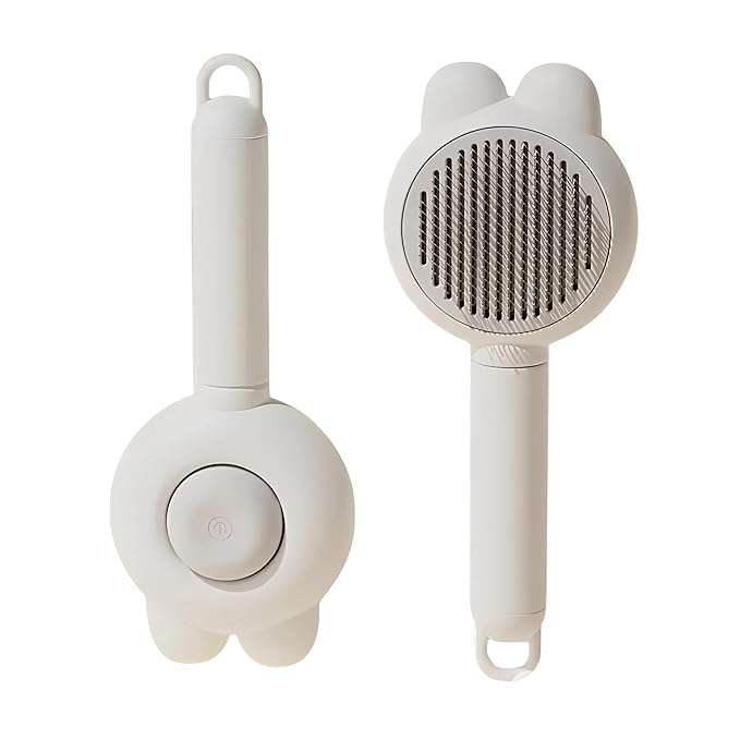 BBELLE CO Self-Cleaning Slicker Brush for Dogs & Cats – Skin-Friendly Grooming & Deshedding Tool for Shedding Pets, Durable Pet Accessories, Easy to Use, Blue. (GRAY)