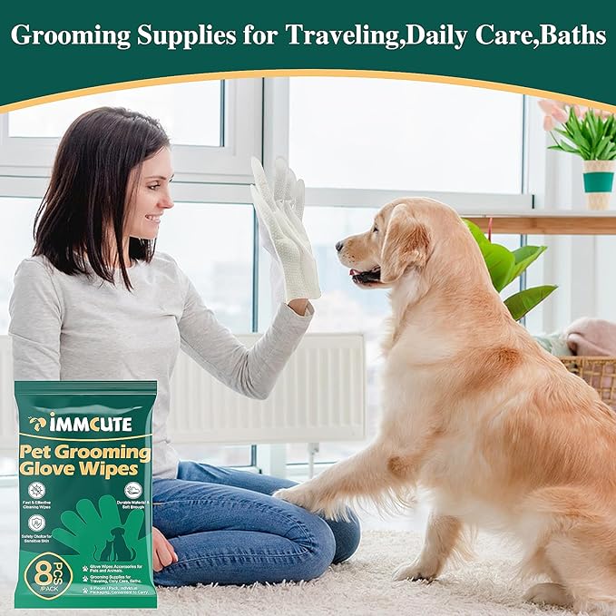 32 PCS Unscented Extra Thick Pet Bathing Wipes for Dogs & Cats, Dog Wipes Washing Gloves, Cleaning & Deodorizing Grooming Gloves for Daily Care and Traveling with EDI Water, Glycerin, Aloe Extract