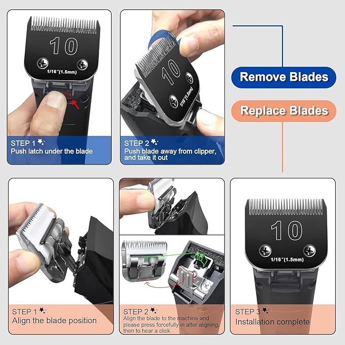 2PCS 10 Blades Dog Grooming Blades Compatible with Andis Dog Clippers Blades,Dog Clipper Blades Compatible with Oster A5,Wahl km10 Dog Clippers,Stainless-Steel Blade Sharp