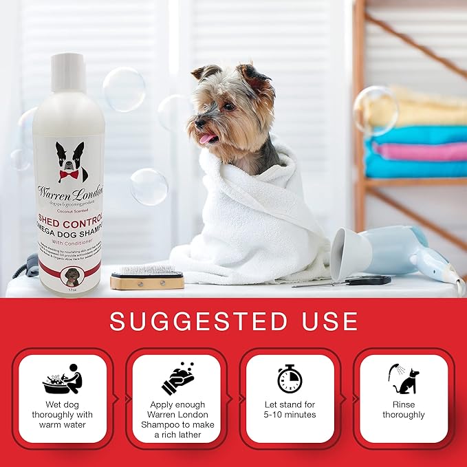 Warren London Shed Control Dog Shampoo for Shedding | 2-in-1 Dog DeShedding Shampoo and Conditioner | Nourishes Hair Follicles w/Grapeseed & Coconut Oil | Anti Shedding Shampoo for Dogs | 1gal