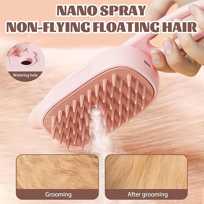 Cat Steam Brush for Shedding, Steam Brush for Indoor Cats, Water Brush, Cat Spray Mist Massaging Brush, Pet Hair Removal Brush, Suitable for Cats, Dogs and Rabbits, Cat Cleaning Brush