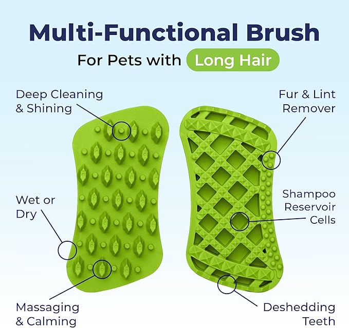 Vetnique Labs Furbliss Anti-Itch Soothing Oatmeal Shampoo 16oz & Furbliss Dog Brush for Long Hair Pets Bundle Anti-Itch Oatmeal Shampoo for Dogs with Grooming Dog Brush for Long-Haired Dogs & Cats