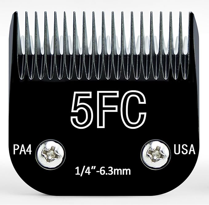 Black Detachable Steel Pet Dog Clipper Blades, Size-5FC, Compatible with Andis Cut Length 1/4"(6.3mm)，22th Ceramic Moving Blade