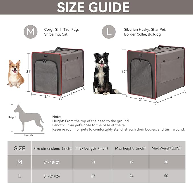 PETSFIT Portable Dog Crate, Collapsible Dog Crate - 24 Inch with Thicken Mat, Easy to Fold, Sturdy and Portable, Perfect for Traveling, Soft Dog Kennel Army Green