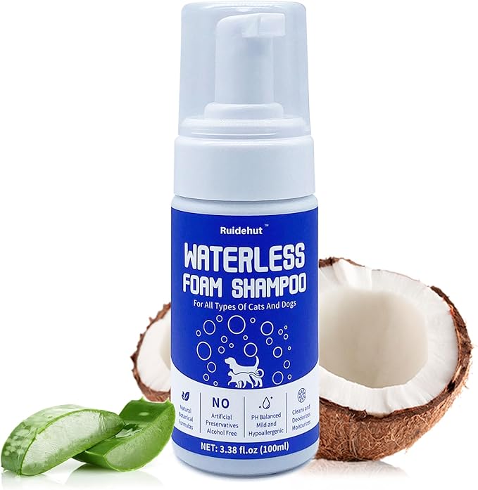 Dog Dry Shampoo - No Rinse Dog & Puppy Shampoo - Cleans, Deodorizes, Condition, and Smoothes Coat - Formulated to be Gentle for All Furry Pets - 3.38 oz (Small Size)