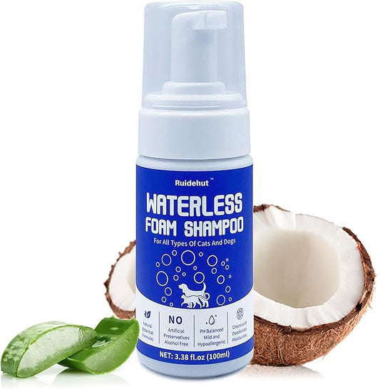 Dog Dry Shampoo - No Rinse Dog & Puppy Shampoo - Cleans, Deodorizes, Condition, and Smoothes Coat - Formulated to be Gentle for All Furry Pets - 3.38 oz (Small Size)