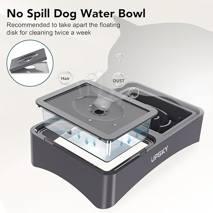UPSKY 2-in-1 Elevated Dog Bowls Slow Feeder, 4 Height Adjustable Raised Bowl Stand, No Spill Water Dispenser, Anti-Slip Food and Water Bowl for Small Medium Dogs