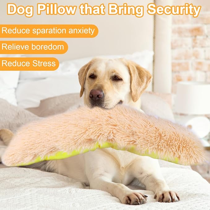 Mity rain Dog Pillow, Dog Calming Pillow for Anxiety Relive, Double Side Long Pillow for Large and Medium Dogs Joint Relief Sleeping Improve, Pet Calming Toy Yellow