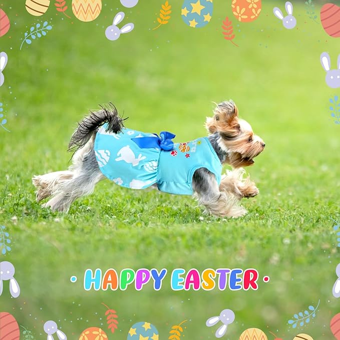 Dog Easter Outfit Cute Happy Easter Day Dog Dress Bunny Eggs Easter Dog Cat Clothes Pink Tulle Pet Doggie Apparel Outfit with Bowknot for Small Dogs Puppy Cat Girl Costume