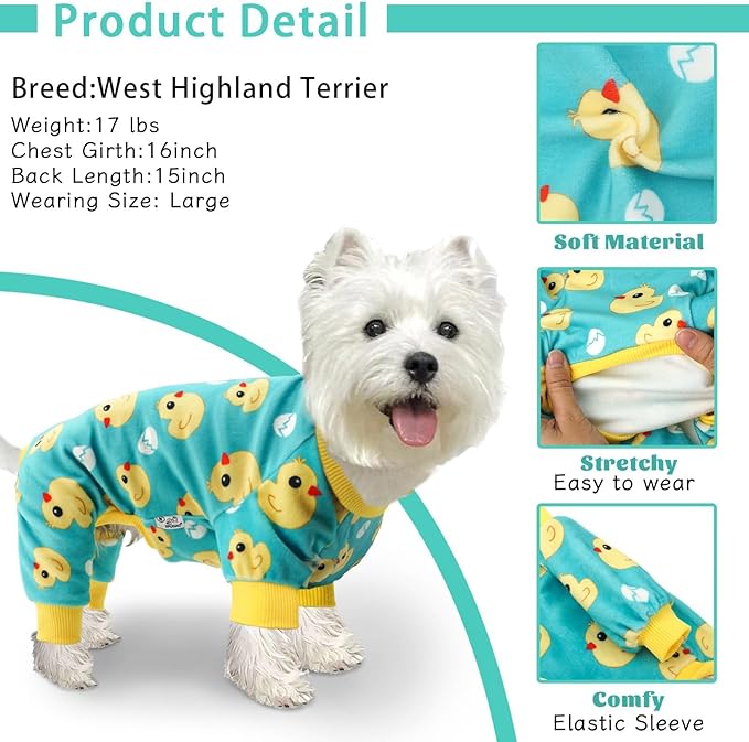 XPUDAC 4 Pieces Dog Pajamas for Small Dogs Pjs Clothes Puppy Onesies Outfits for Doggie Christmas Shirts Sleeper for Pet Cats Jammies-S