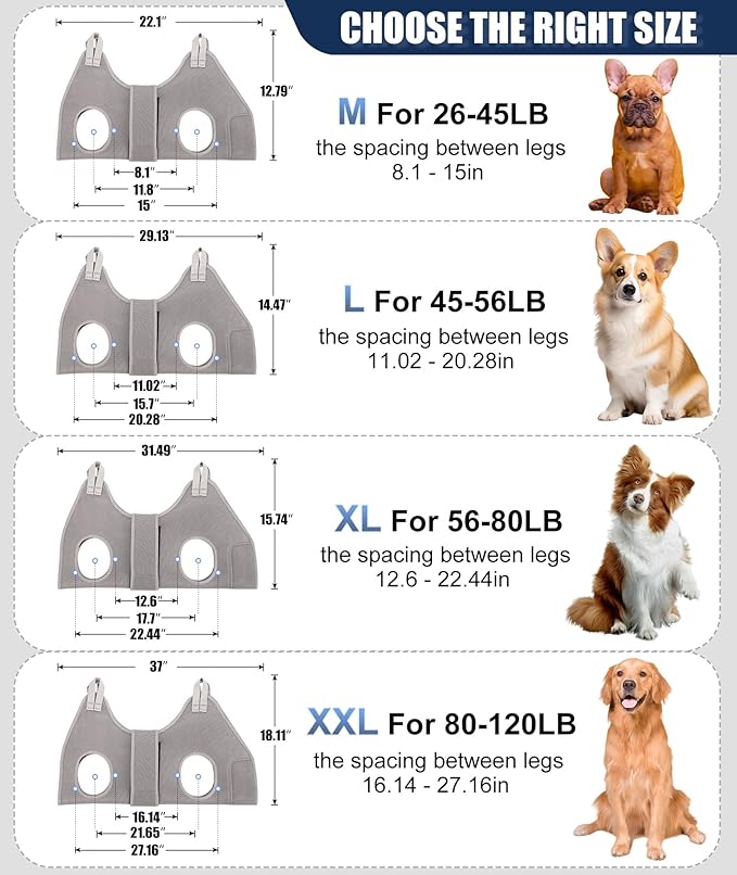 Dog Grooming Hammock Hanging Harness for Nail Trimming,X-Large Dog Grooming Sling with Thick Neck Support,Gray Dog Holder for Pet Grooming