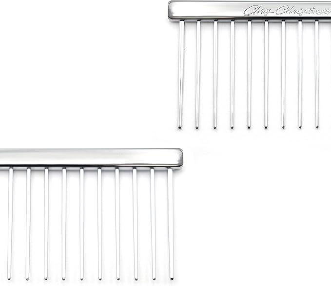 Chris Christensen 9in Coarse Poodle Butter Comb, Groom Like a Professional, Rounded Corners Prevent Friction and Breakage, Solid Brass Spin with Steel Teeth, Chrome Finish