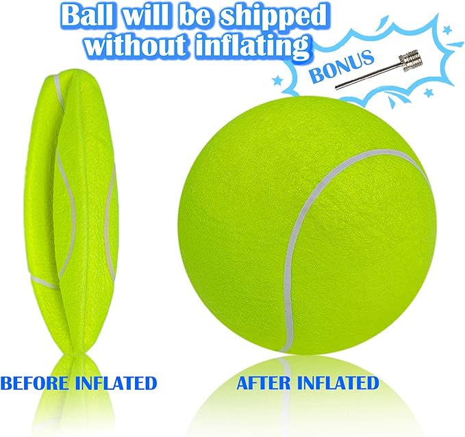 Giant 9.5" Dog Tennis Ball Large Pet Toys Funny Outdoor Sports Ball with Inflating Needles for Small Medium Large Dog