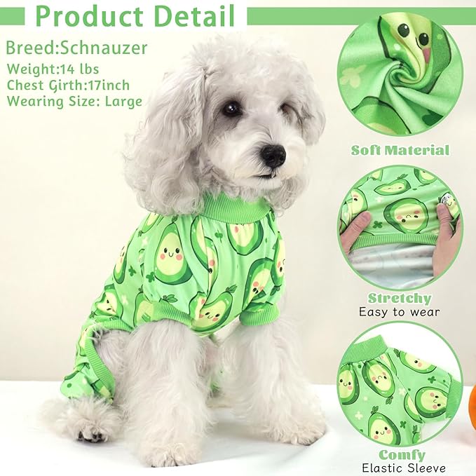 XPUDAC 4 Pieces Dog Pajamas for Small Dogs Pjs Clothes Puppy Onesies Outfits for Doggie Christmas Shirts Sleeper for Pet