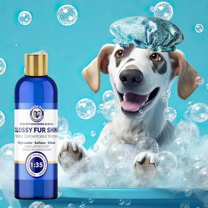 Concentrated Glossy Fur Shine - Professional Grooming Conditioner & Hair Detangler Spray for Dogs & Horses, Makes 4 Gallons, 16oz