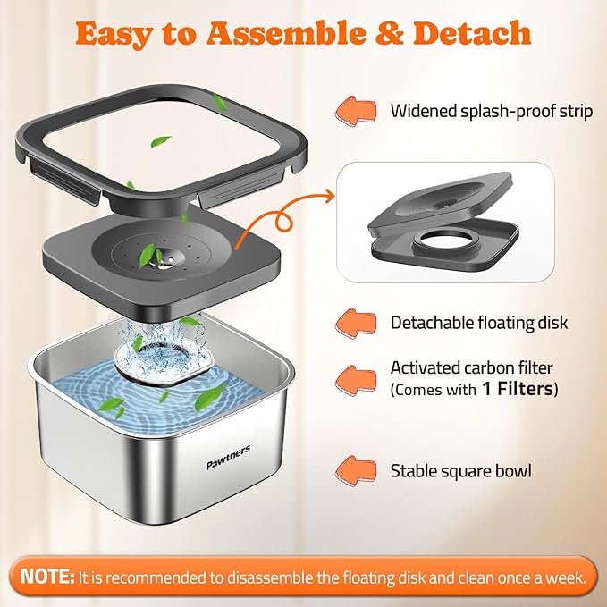 Dog Water Bowl No Spill, 4.5L Stainless Steel Dog Floating Bowl, Slow Water Bowl for Dog with Filter, Non-Slip Base, No Splash Water Bowl for Medium Large Messy Drinkers Blue