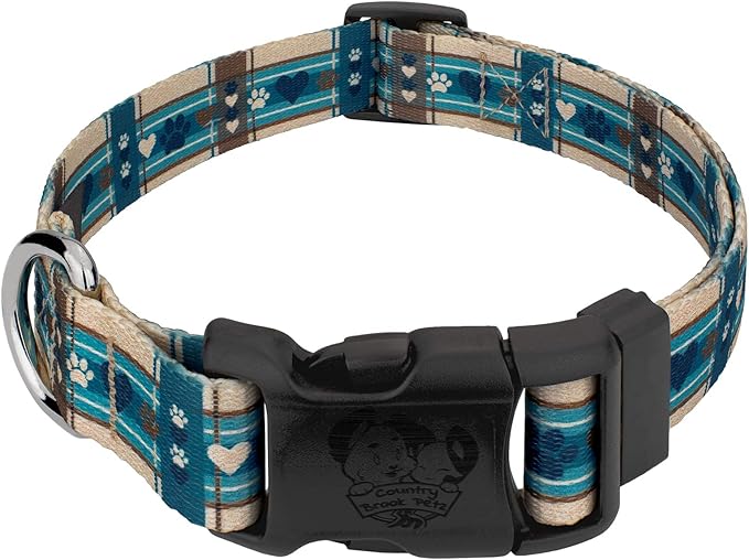 Country Brook Petz - Deluxe Puppy Picnic Dog Collar - Made in The U.S.A. - Plaid and Argyle Collection Featuring Charming Designs (1/2 Inch, 2XS)