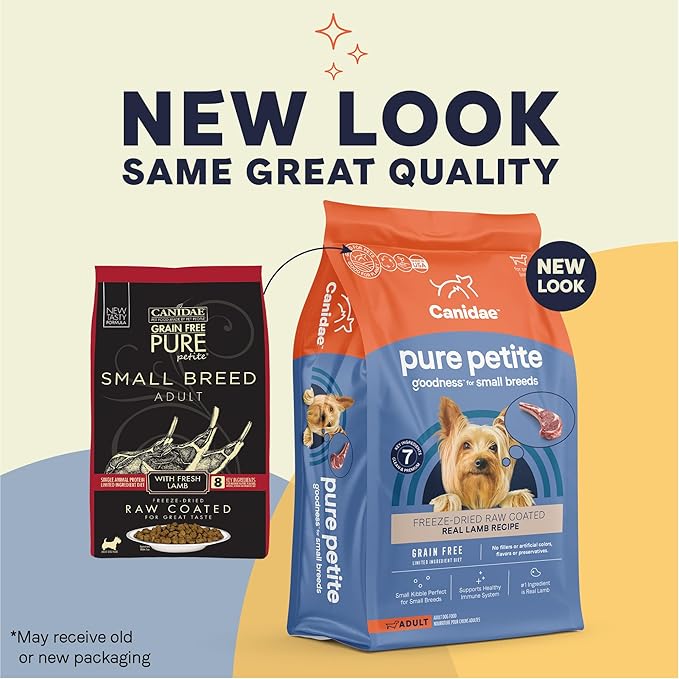 Canidae Pure Petite Freeze-Dried raw coated Recipe with Real Lamb Dog Dry 10 lbs. (Packaging May Vary)