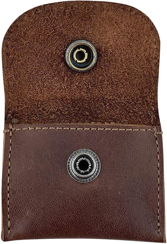 Taco Dog, Dog Tag Silencer Handmade from 100% Full Grain Leather - Durable Pouch with Button Snap Closure That Attaches to Collar - Store Pet ID Tags for Zero Noise, Great for Hunting - Bourbon Brown