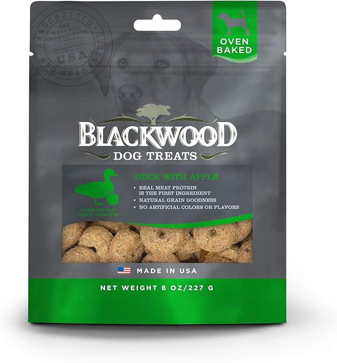 Blackwood Pet Food Pet Oven Baked Dog Treats Made in USA [Natural Dog Treats for Healthy Snacks] Perfect for Dog Training Treats, Duck with Apple, Brown (22613)