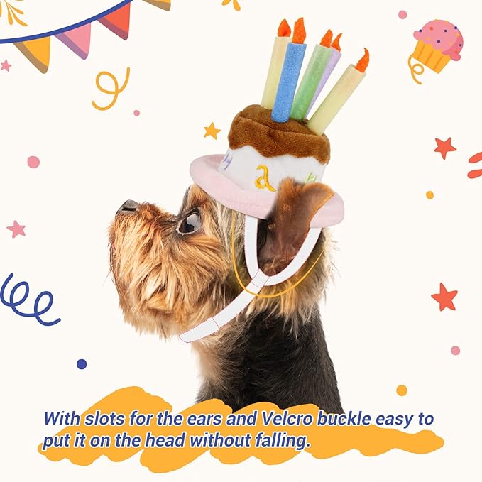 Namsan Cat Birthday Hat, Valentine Hat for Cats Small Dogs, Lucky Cat Birthday Cake Costume, Puppy Party Supplies, Small, Pink