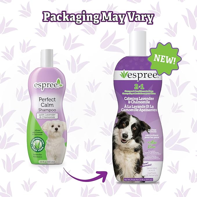 Espree Calming Lavender & Chamomile Shampoo & Conditioner, Soothes & Relaxes with Lavender, Moisturizes with Aloe Vera, Anti-Inflammatory Chamomile, Dry & Sensitive Skin, Gentle Pet Grooming, 20oz